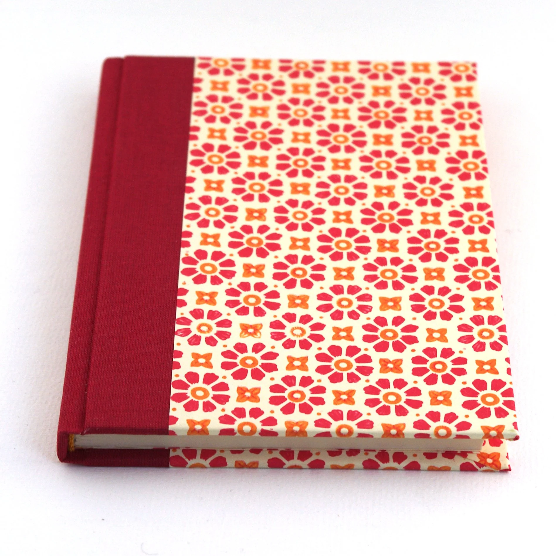 Adressbuch A6 Stempelblumen rot orange - Image 5