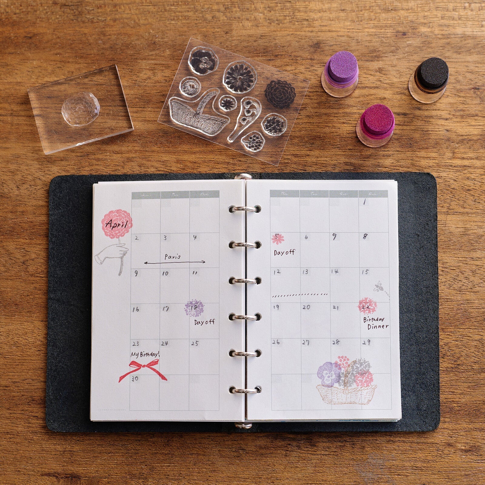 ATELIER.encle d'encleĂ—mizushima JIZAI Clear Stamp BOX Motif set Flower - Image 3