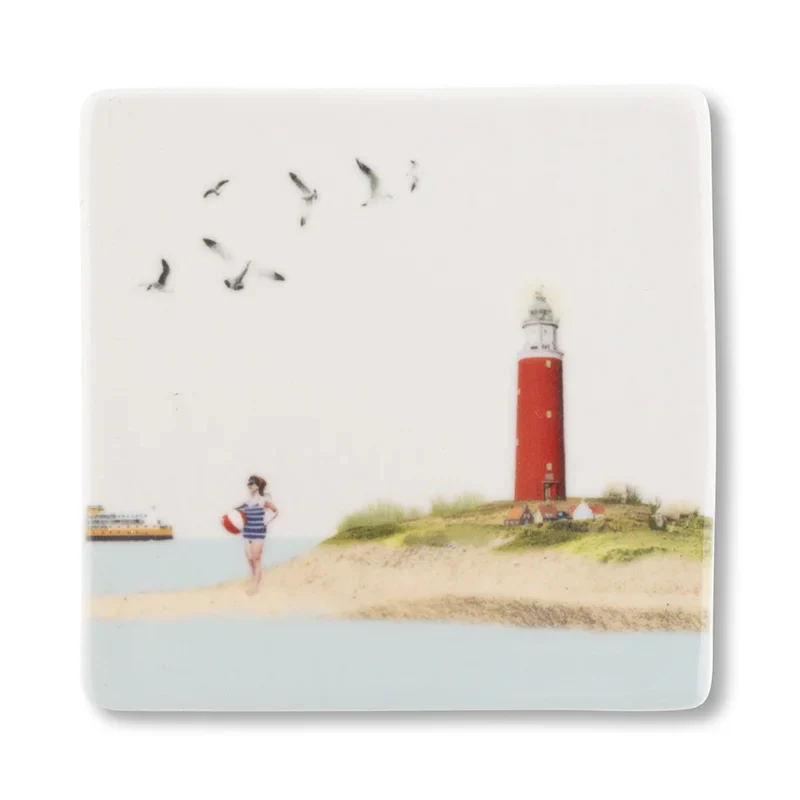 Back on Texel - Strand mit Leuchtturm - Storytiles Mini - Magnet