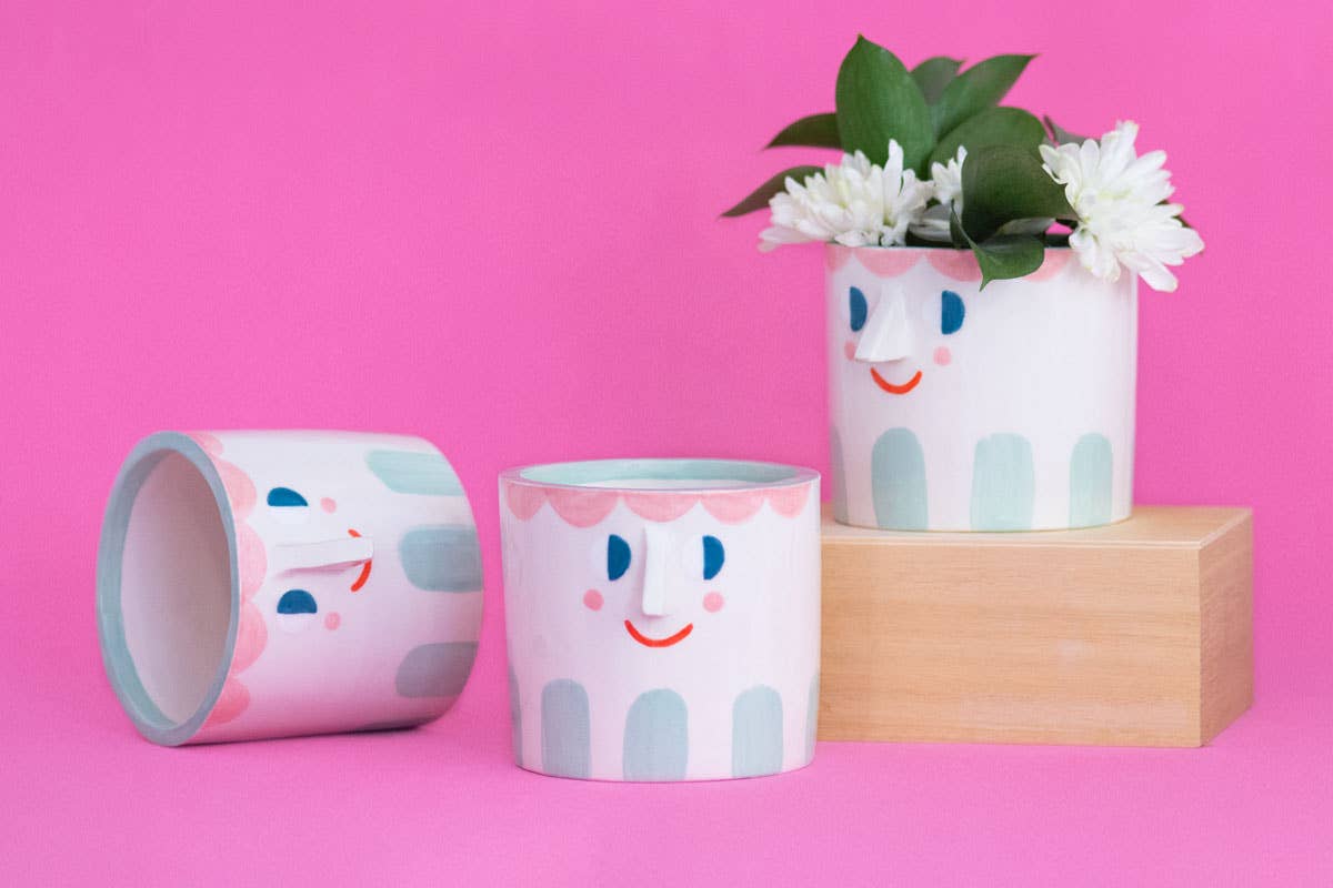 Blumentopf | Friendly Face rosa blau - Image 5