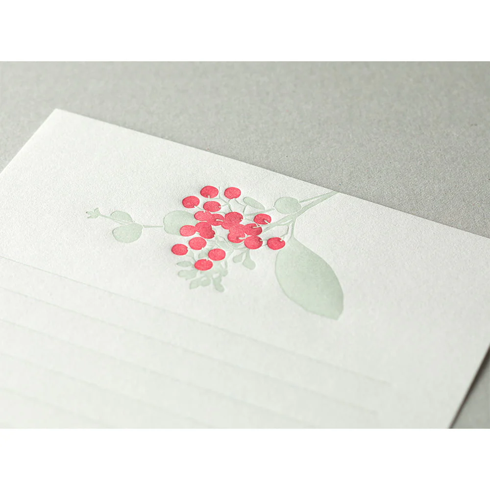 Briefpapier rote Blüten - Letterpress - Image 2