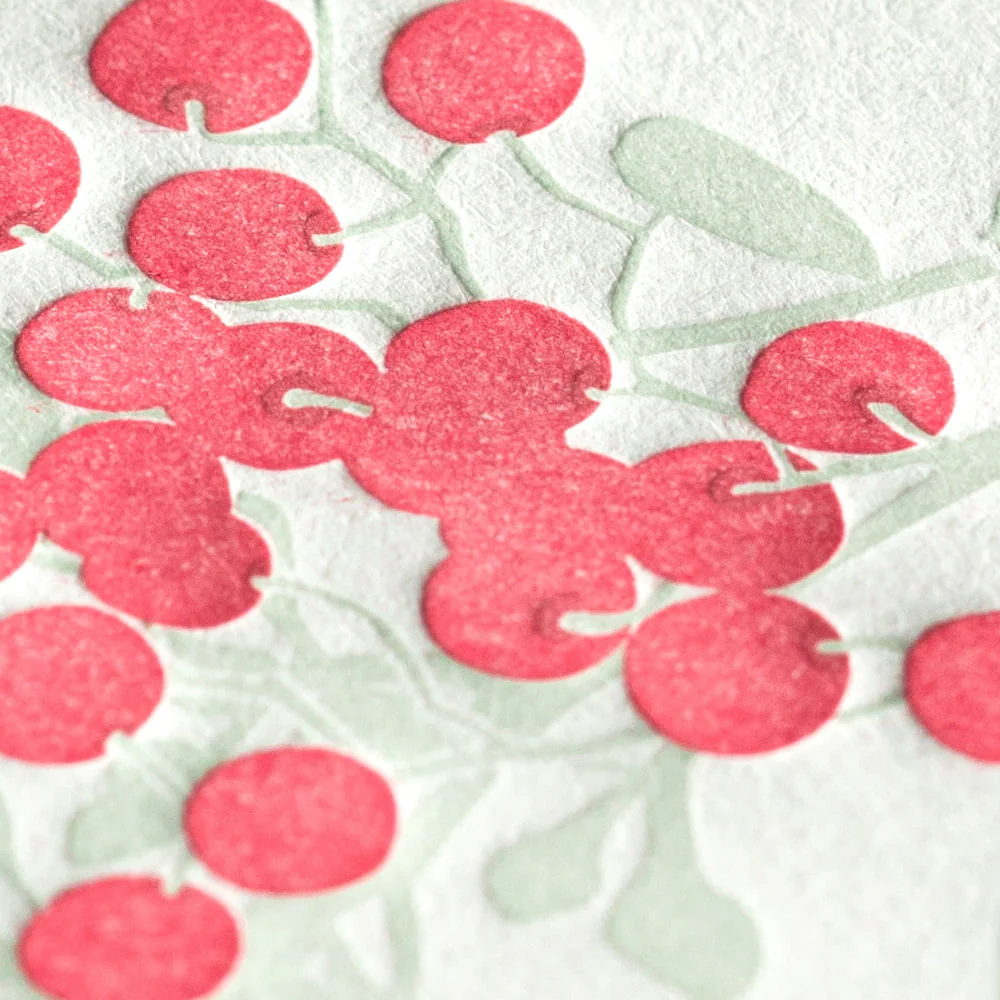 Briefpapier rote Blüten - Letterpress - Image 3