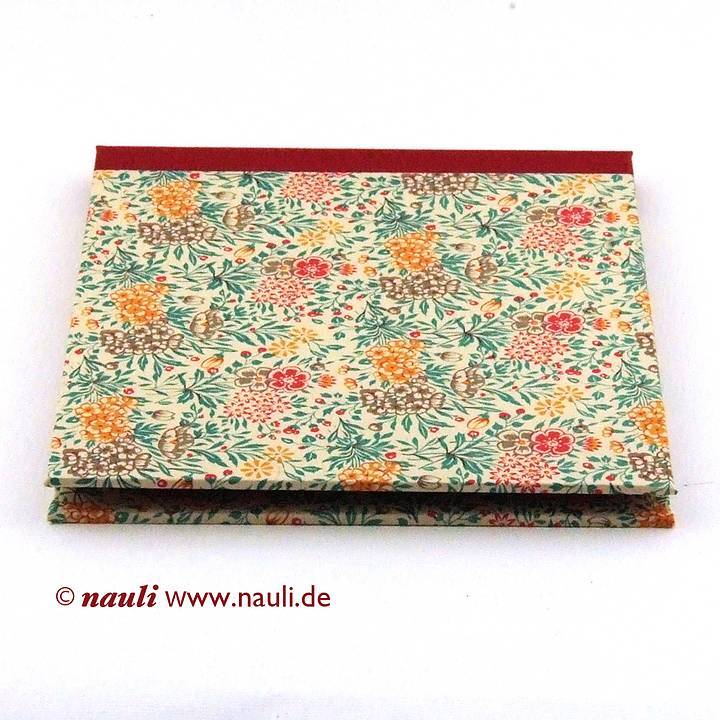 CD Hülle Sommerblumen petrol mit rotem Buchleinen