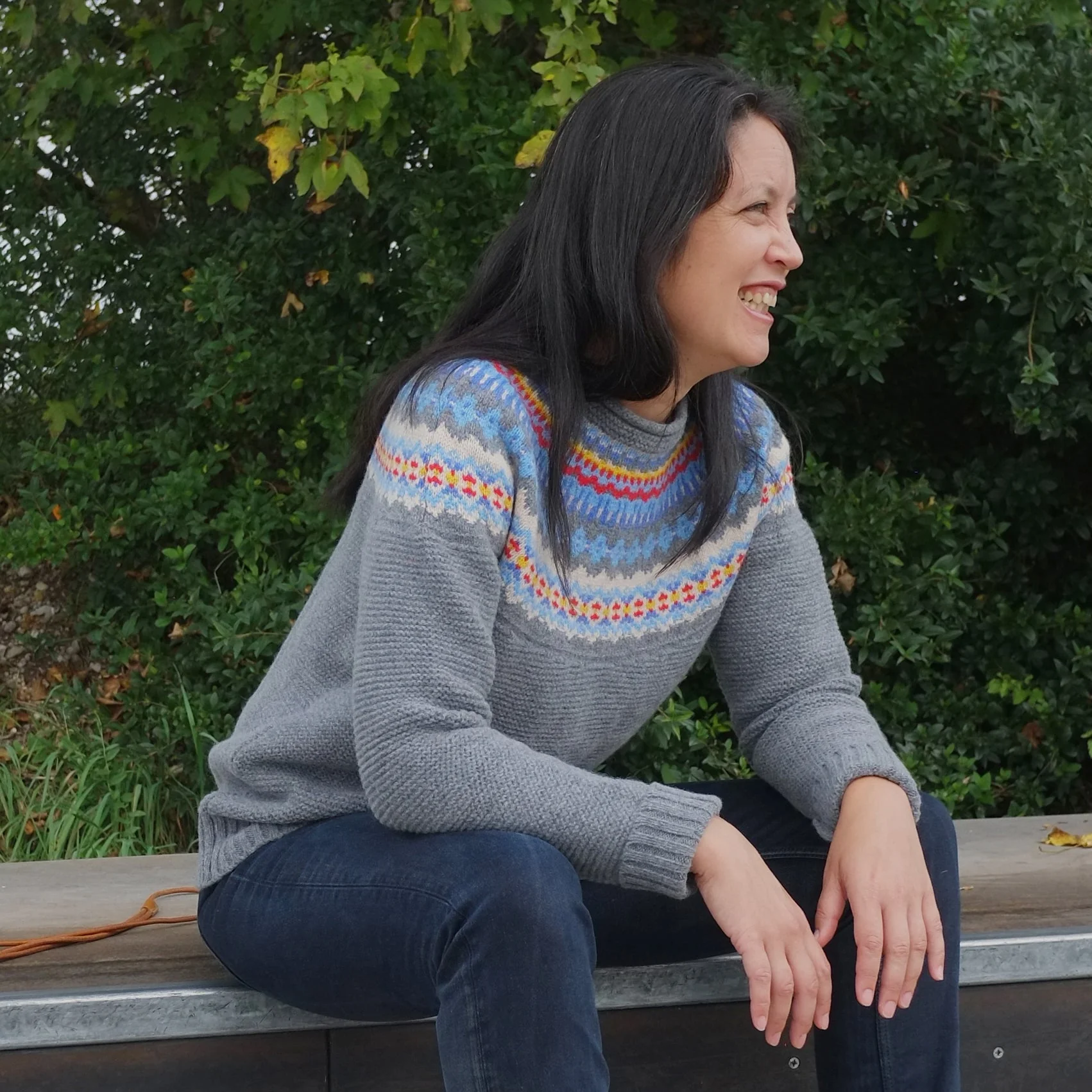 Damenpullover aus reiner Wolle grau - Stoneybrek Solstice