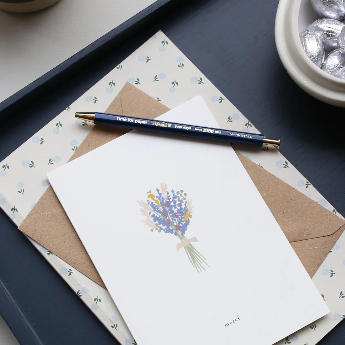 Dankeskarte - Merci mit Blumenstrauß - Image 3