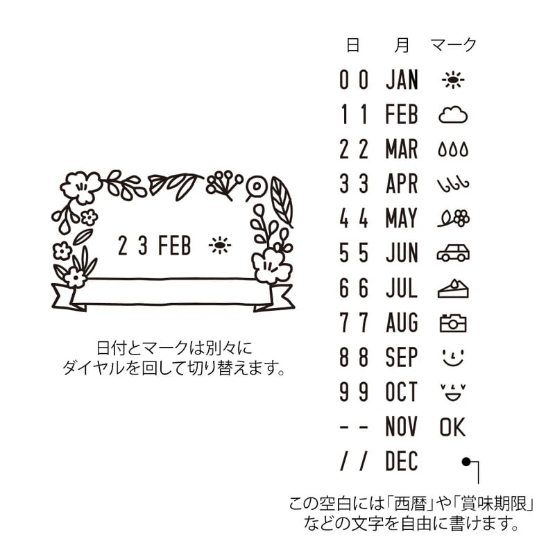 Drehstempel Datum - Blumen | Paintable Rotating Date Stamp Dial Flowers - Image 3