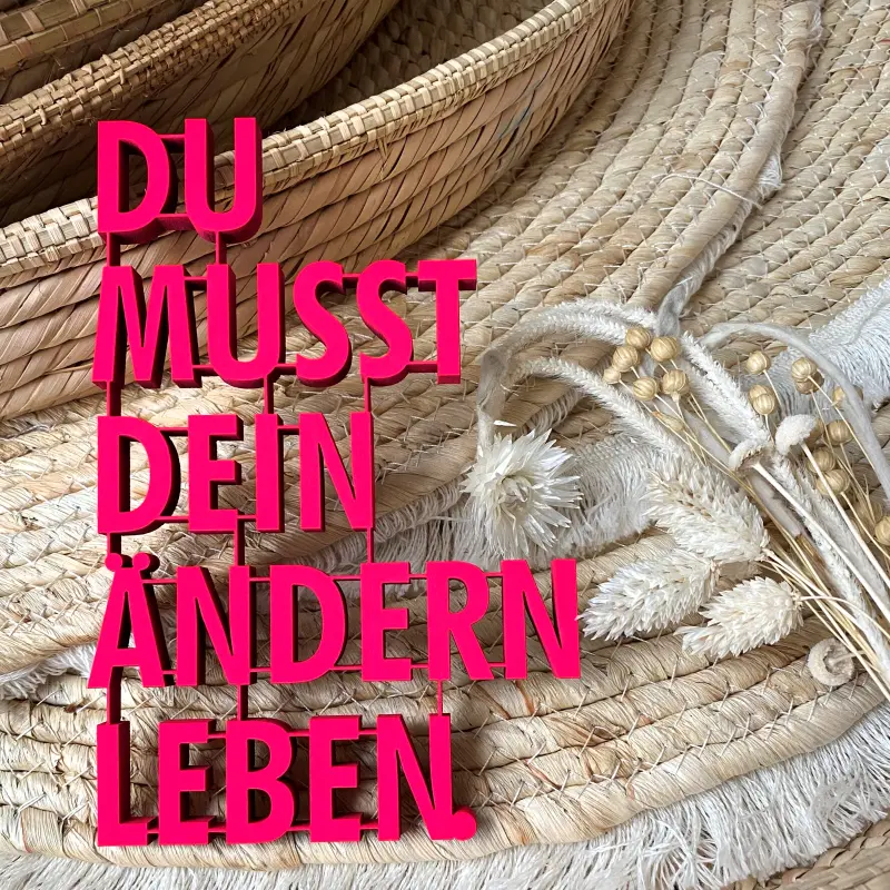 Du mußt Dein Ändern Leben - neonpinker 3D Schriftzug aus Holz
