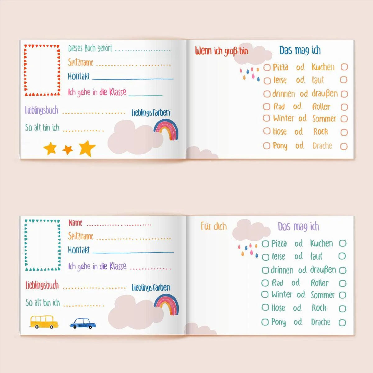 Freundschaftsbuch "Alle meine Schulfreunde" mit Giraffe, Maus & Hamster - Image 2