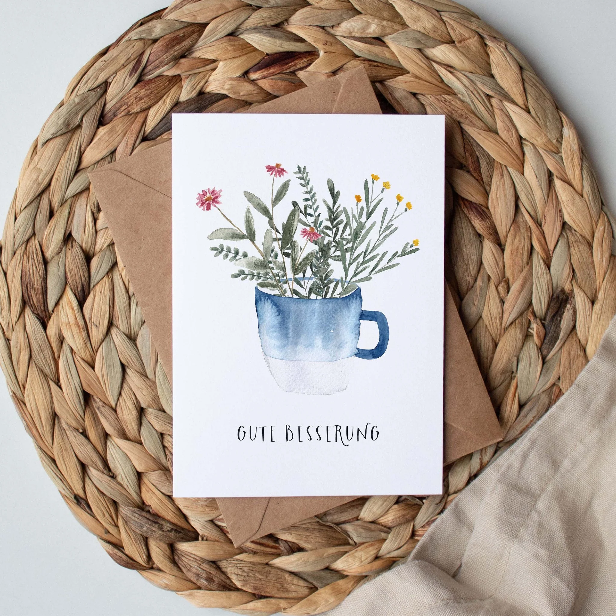 Genesungskarte Gute Besserung mit blauer Tasse - Image 3
