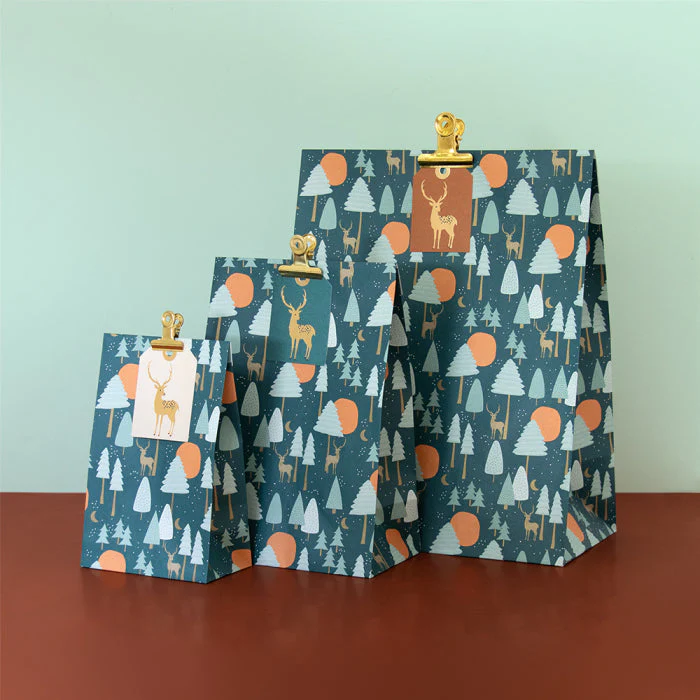 Geschenktüten Blockbodenbeutel - Weihnachtswald II