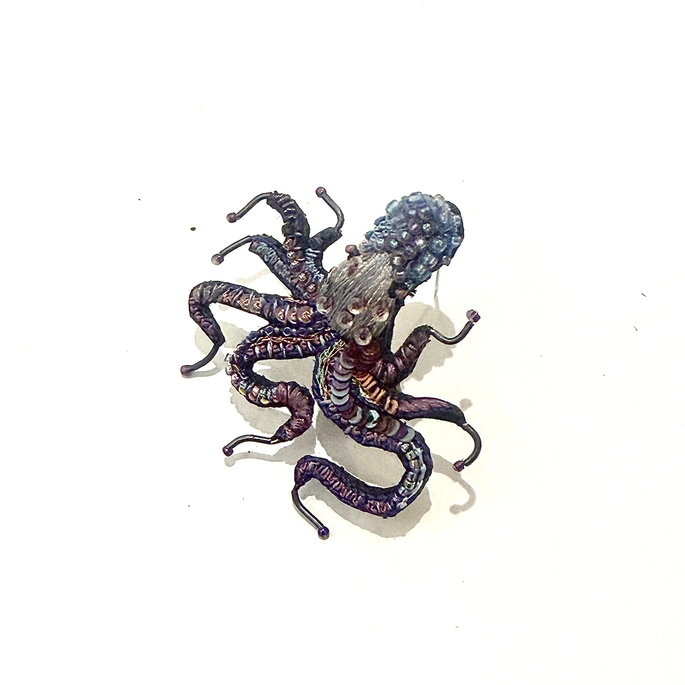 gestickte Brosche - Oktopus