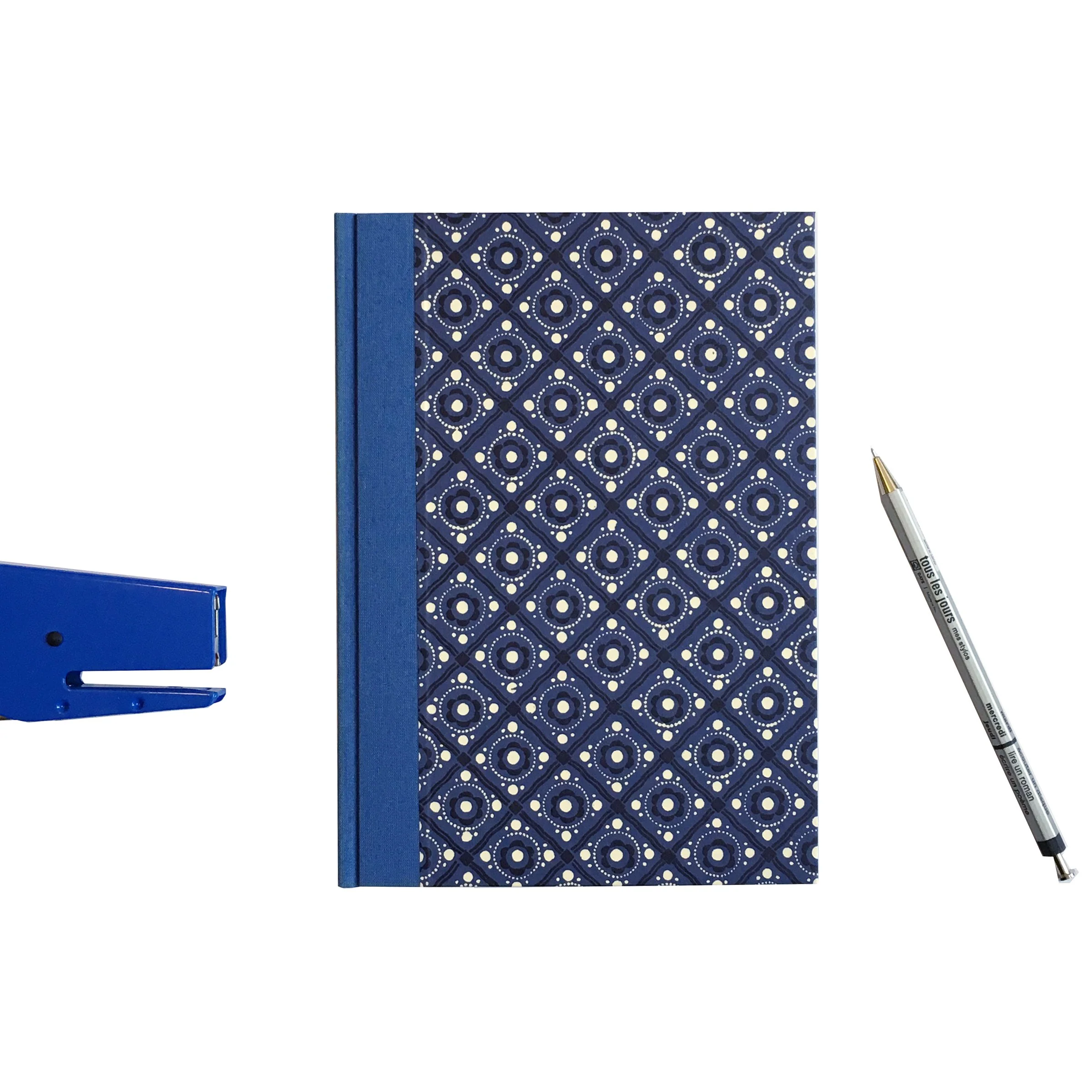 Großes Adressbuch A5 Pinny Pattern blau - 50er Jahre Muster