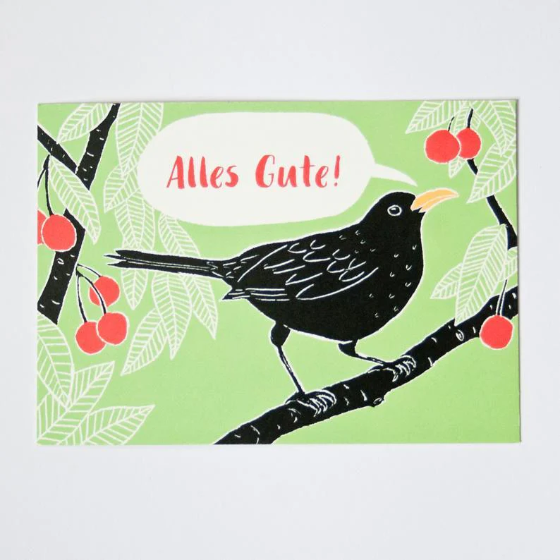 Grußkarte Alles Gute! - Amsel