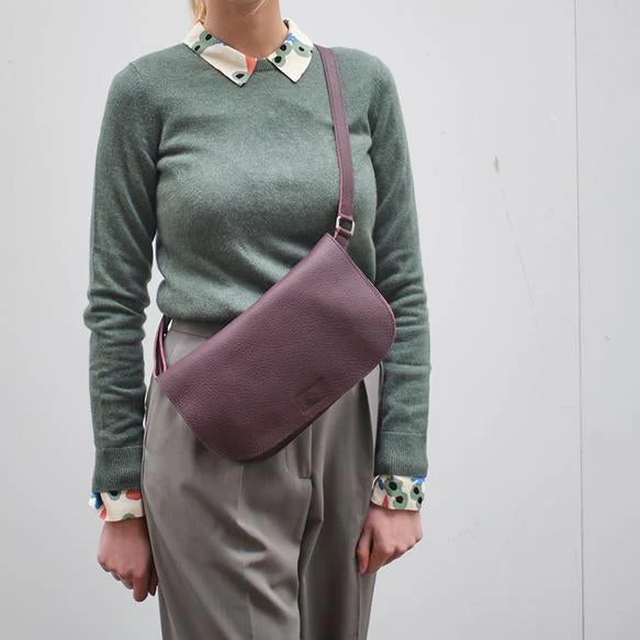 Handtasche aus Leder Aubergine  - Lazy Boy - Image 4