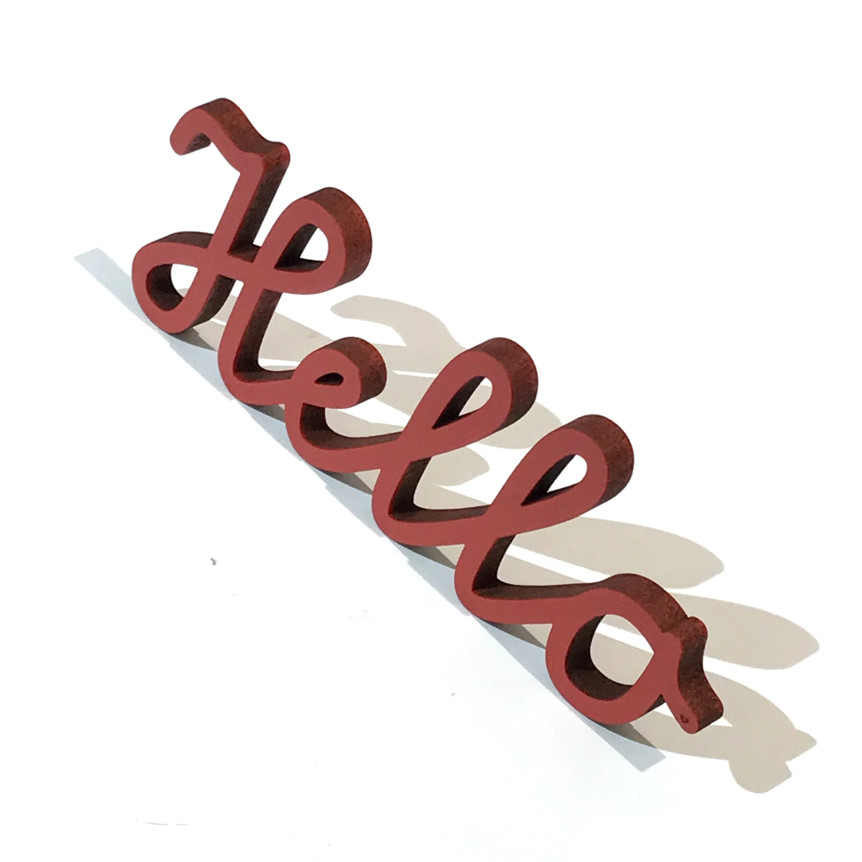 Hello  -  roter 3D Schriftzug aus Holz - Image 2