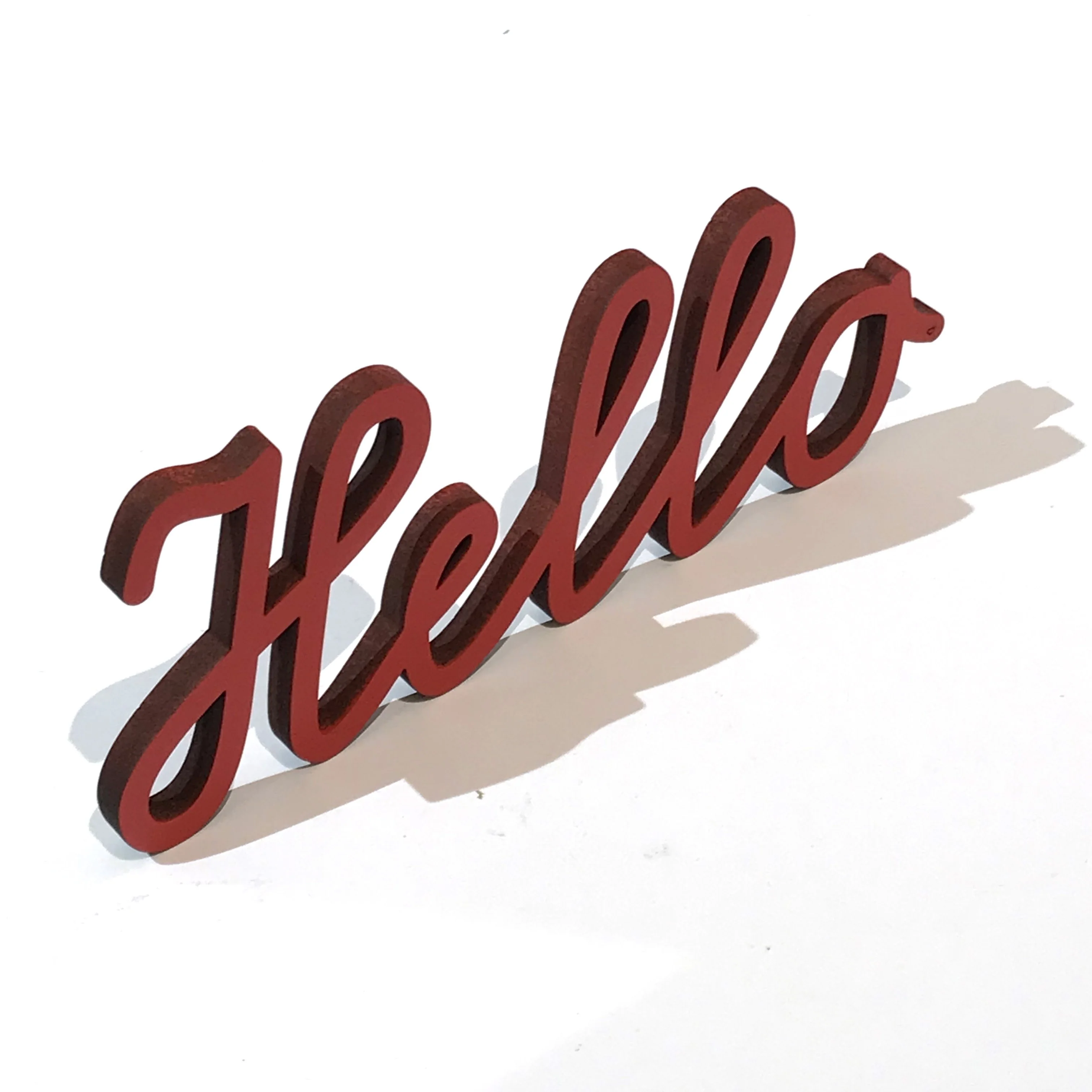 Hello  -  roter 3D Schriftzug aus Holz - Image 3