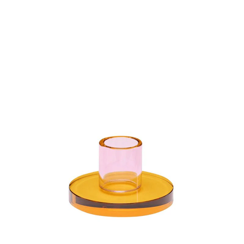 Kerzenständer aus Glas rosa orange - Image 4