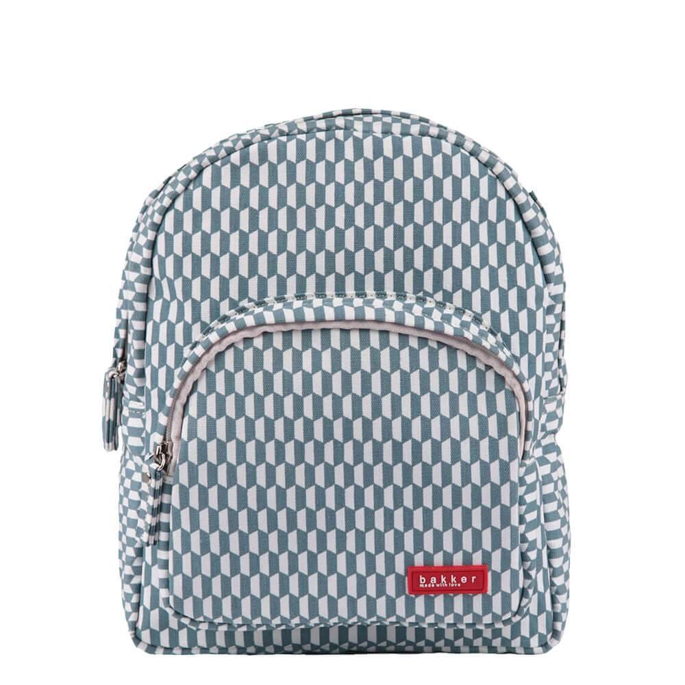 Kindergarten- Rucksack mit grafischem Muster in taubenblau und weiß - Image 2