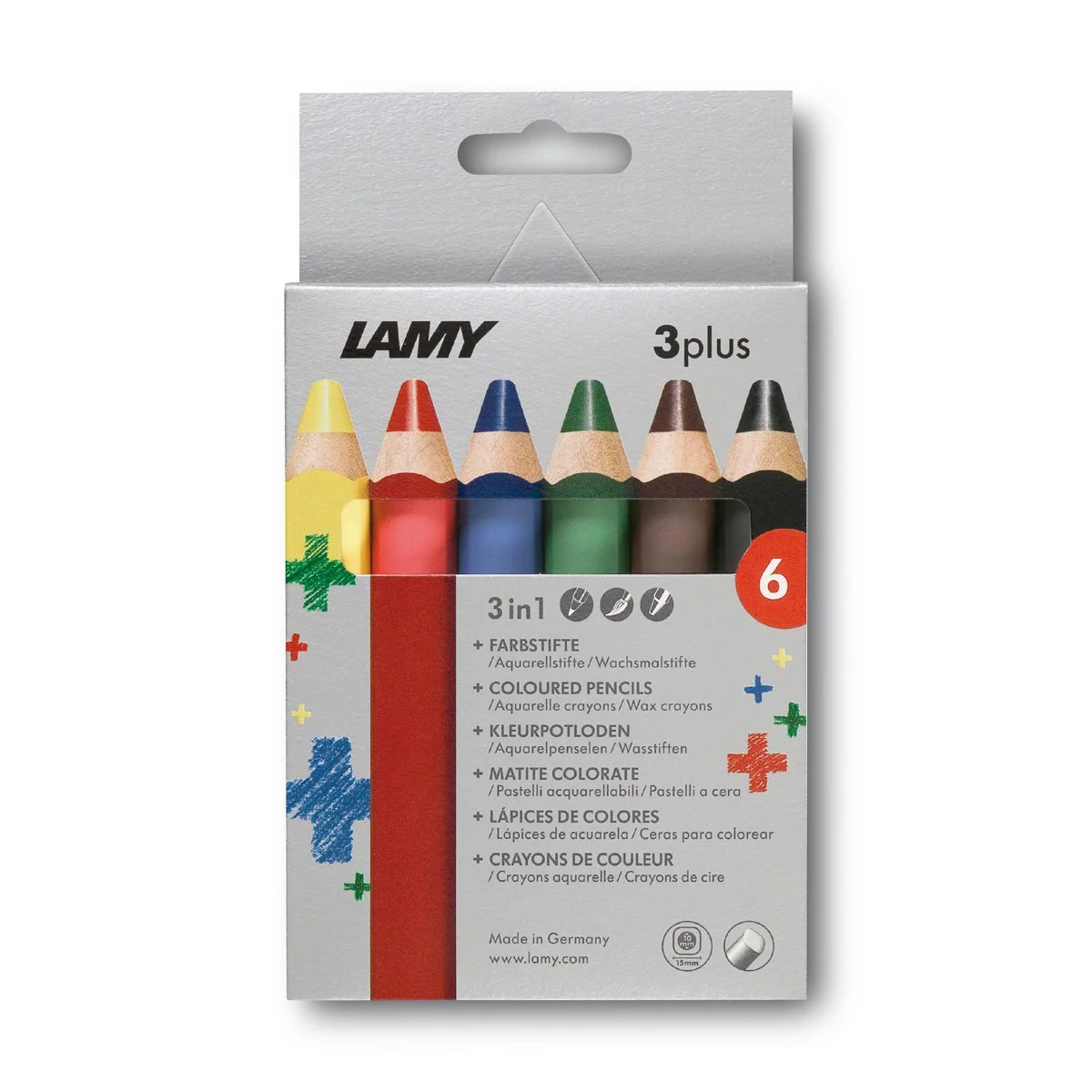 Lamy 3plus 6er Set dicke Buntstifte für Kleinkinder