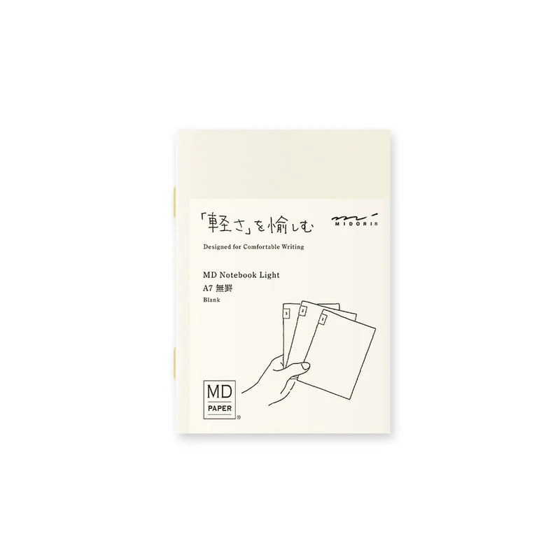 Notizheft DIN A7 | MD Notebook Light Blank (blanko) – 3er Pack