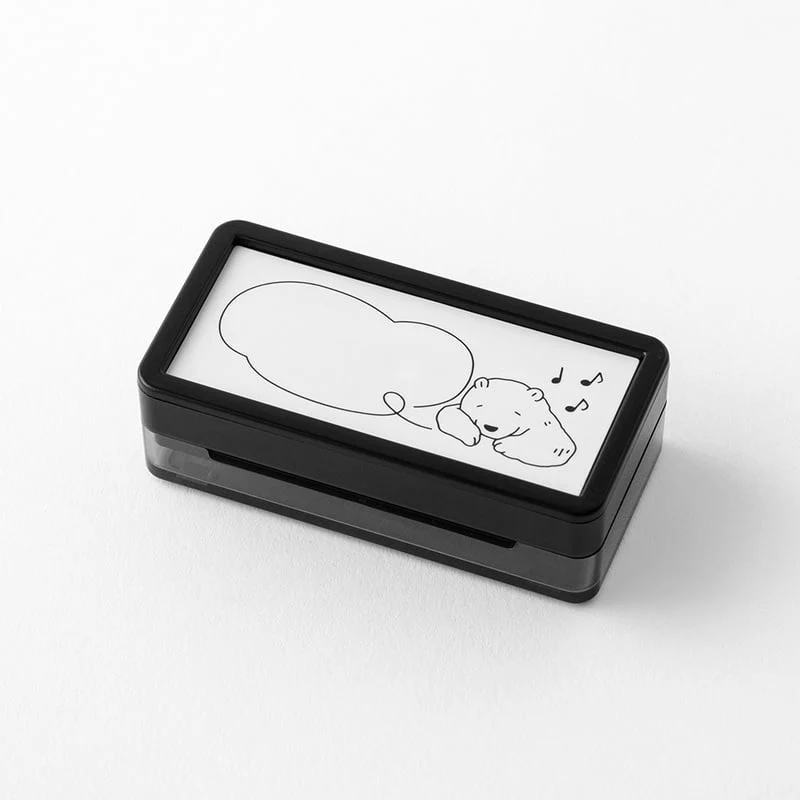 Midori pre-inked Stamp - BĂ€r mit Sprechblase - rechteckiger Stempel zum Kolorieren - Image 2