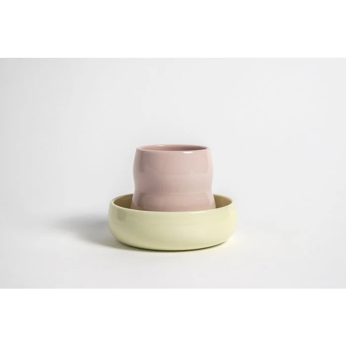 Porzellan- Becher und Schale für Kleine rosa gelb - Image 3