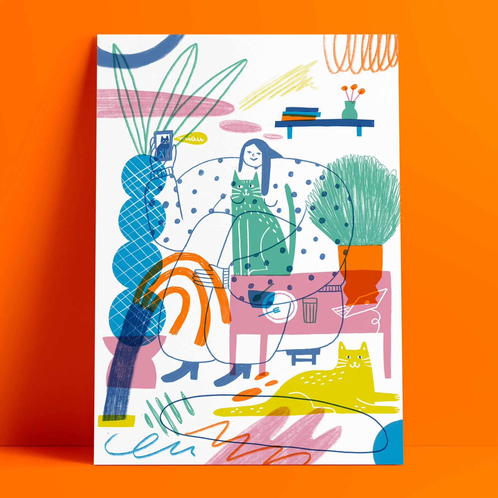 Poster 50 x 70 cm |  Online chatting with my friends