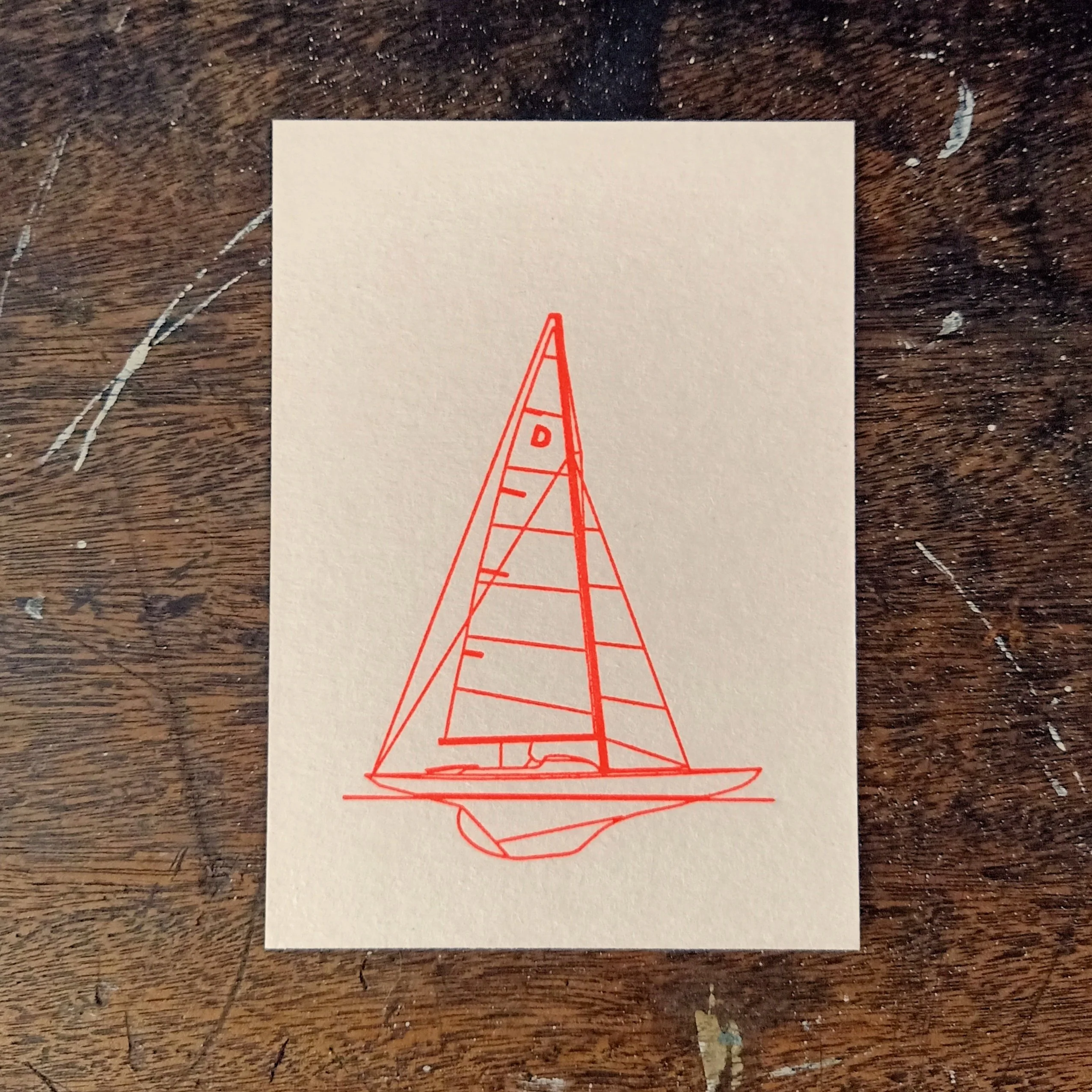 Postkarte Drachenboot - Letterpress
