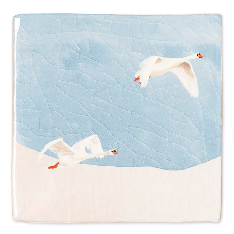 Spread your wings - fliegende Schwäne - Medium - StoryTiles