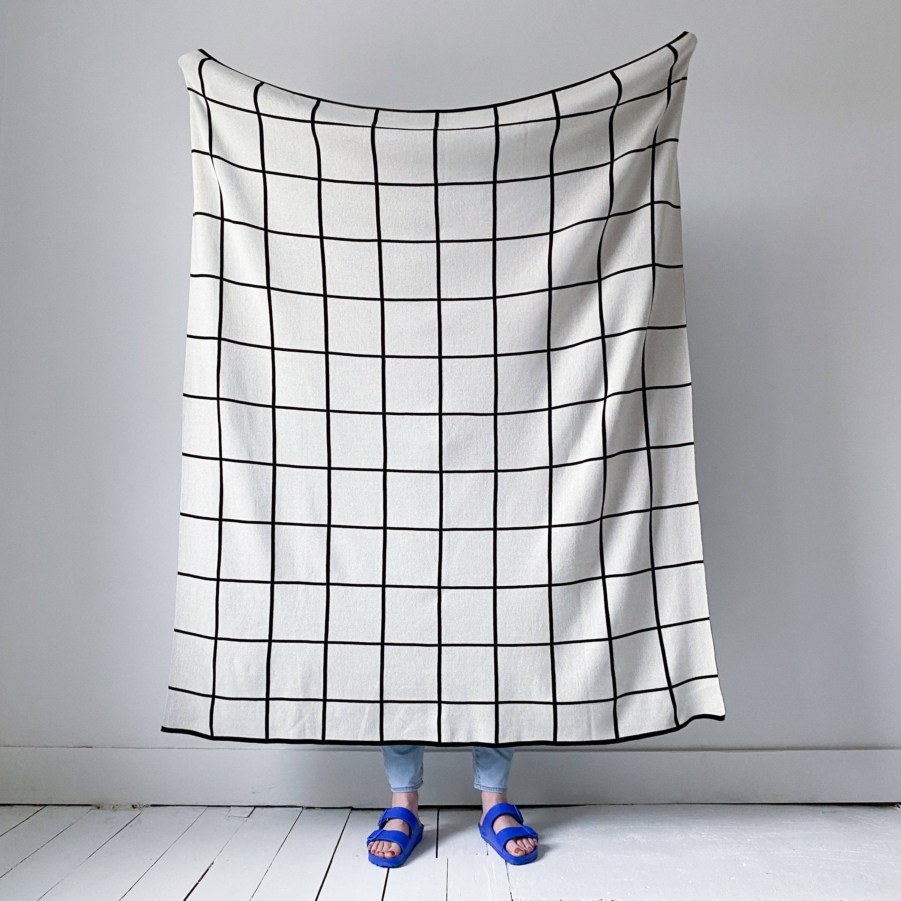 Sofadecke aus Baumwolle  — Grid: Schwarz - Image 3