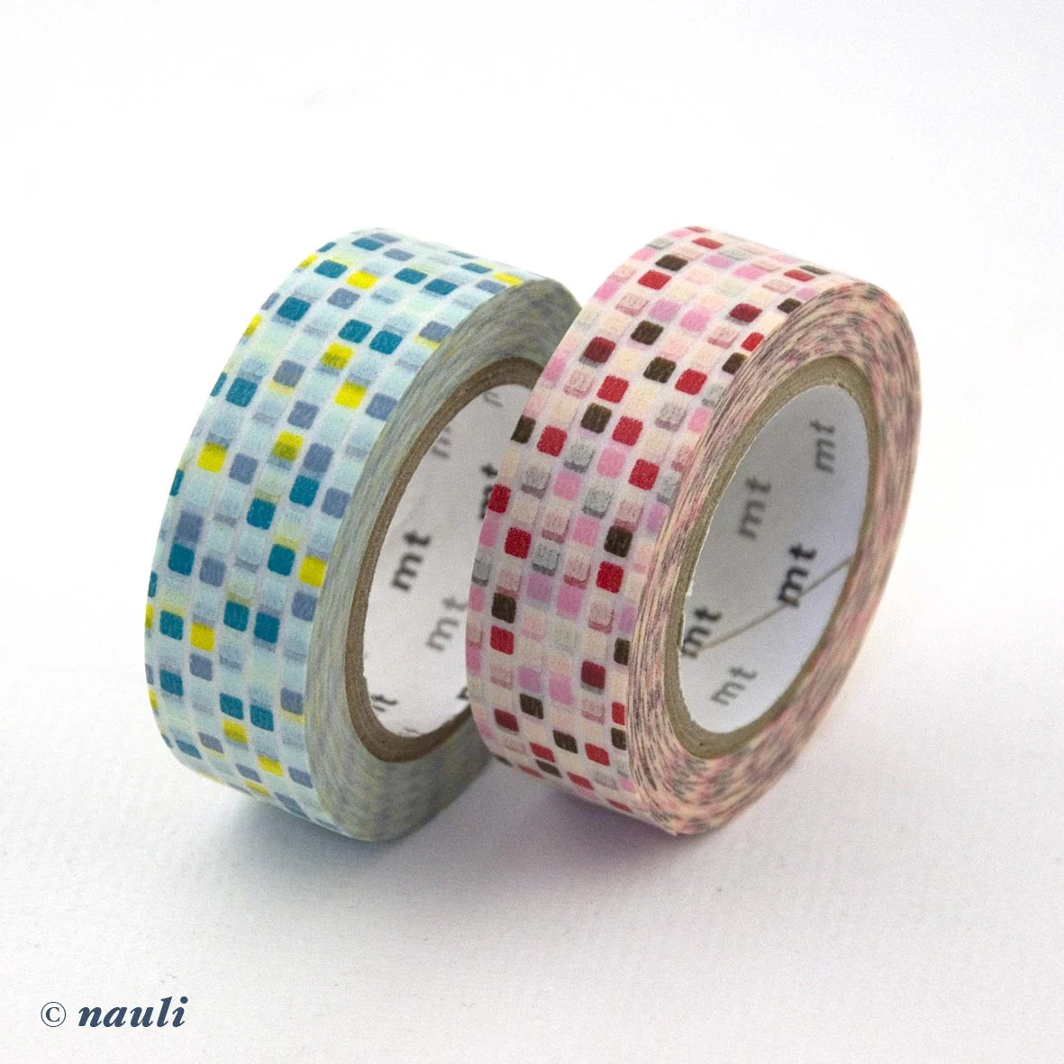Washi Masking Tape Fliesenmuster rosa hellblau - Image 4