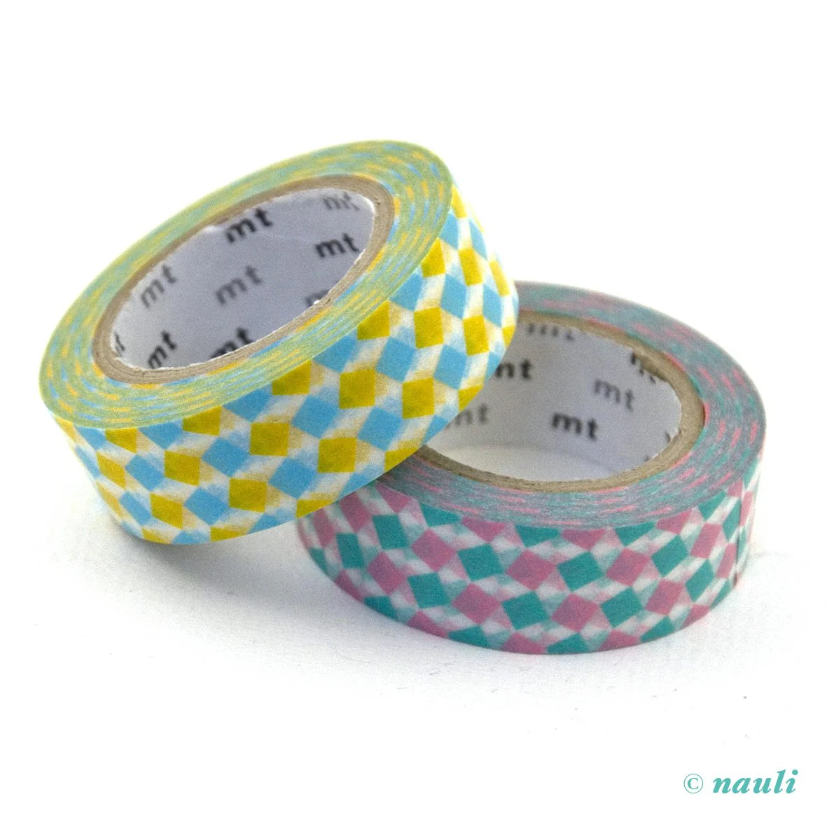 Washi Masking Tape Rauten pink gelb - Image 4
