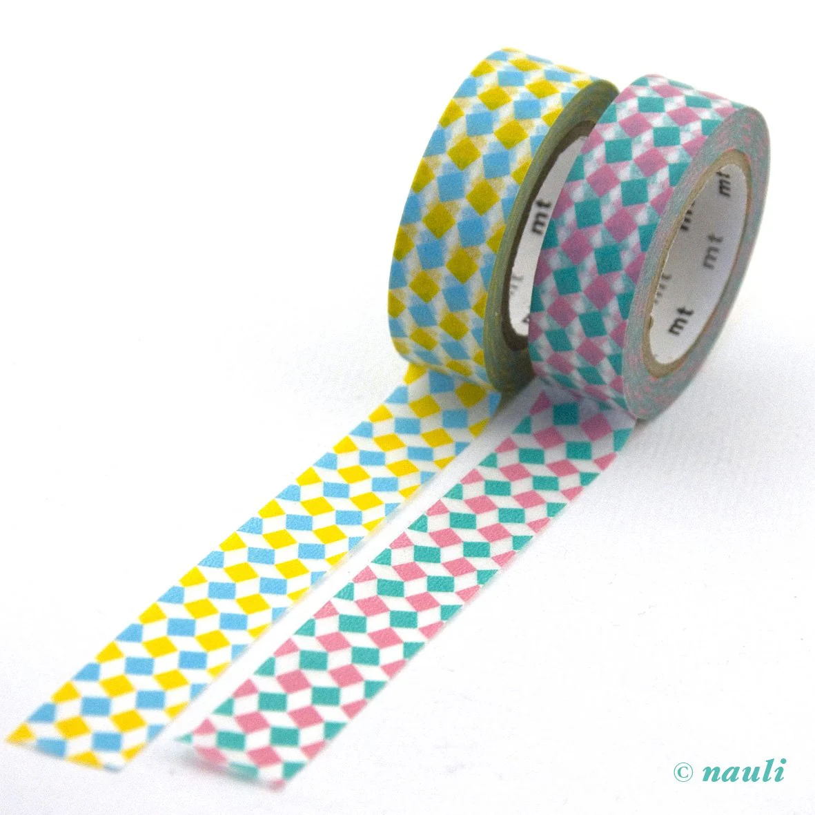 Washi Masking Tape Rauten pink gelb - Image 5