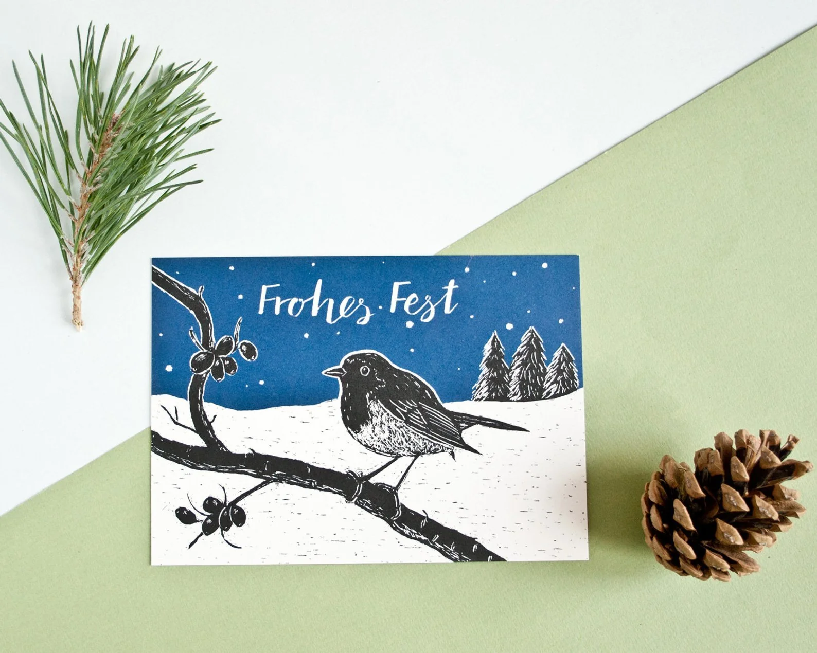 Weihnachtskarte Vogel | Frohes Fest