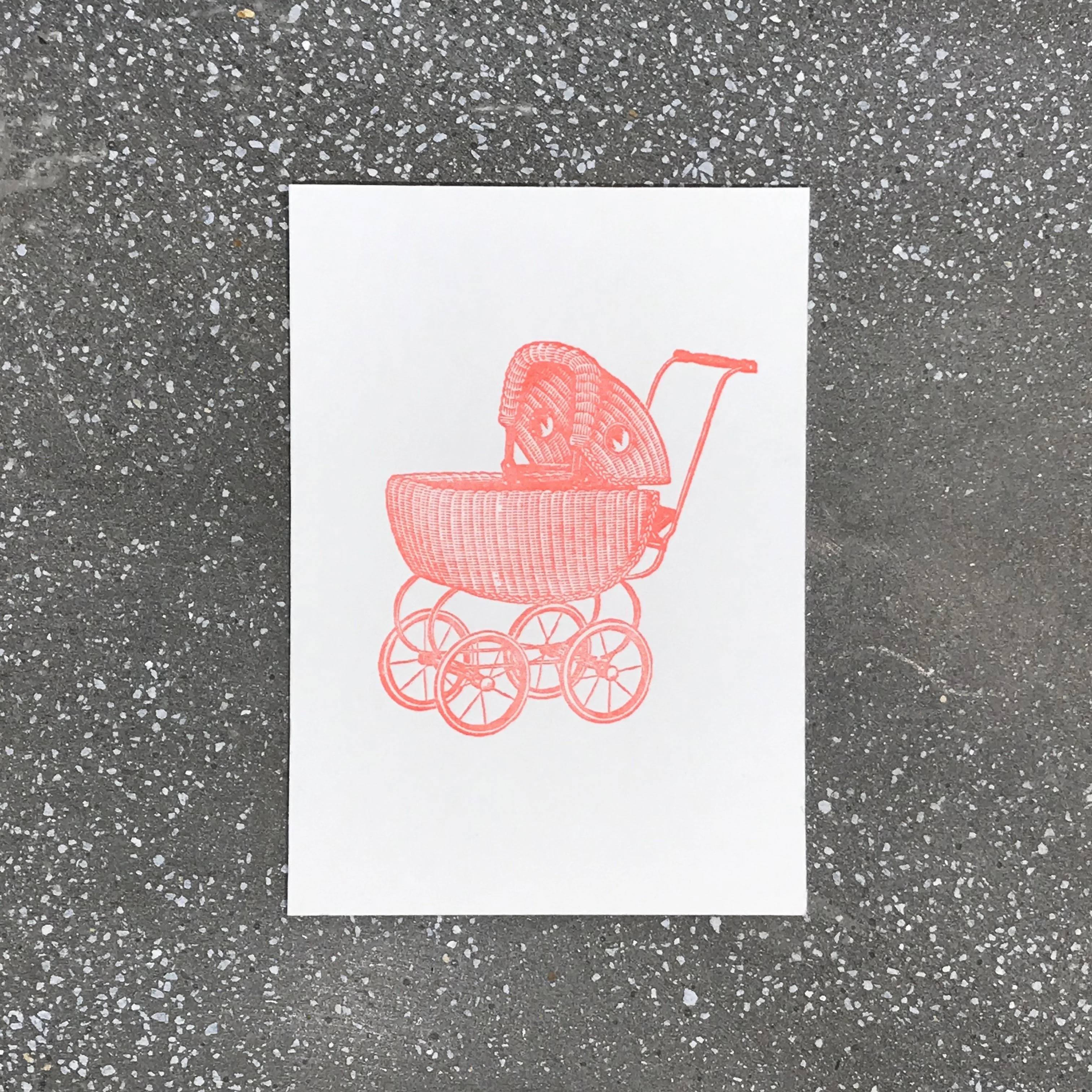 Zur Geburt Kinderwagen Letterpress Grußkarte - Image 3
